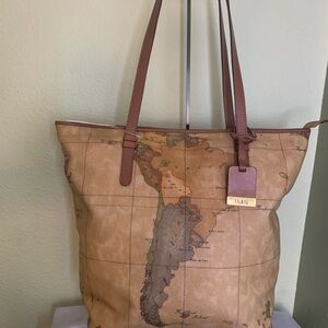 Alviero Martini Brown Map Design Tote